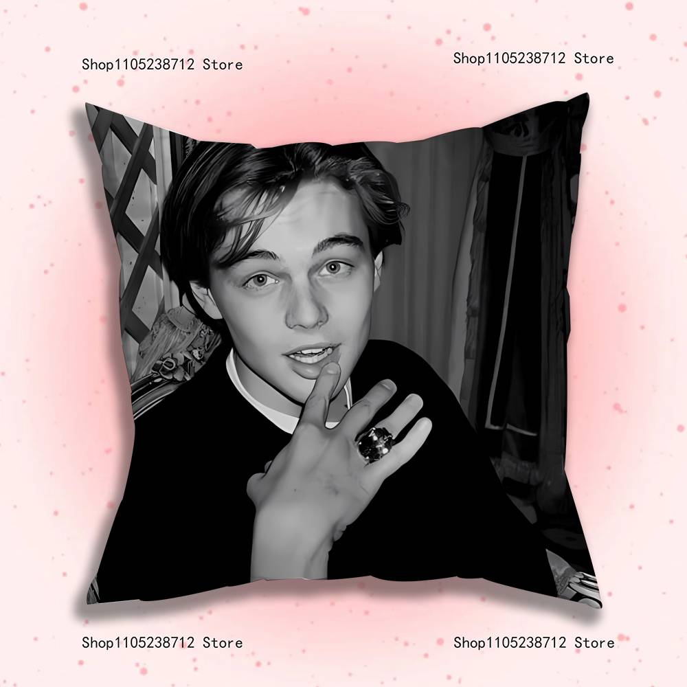 L-Leonardo Dicaprio Young Anime Pillow Case Anti-Dustmite Pillowcase Invisible Zipper Silky Short Plush Sofa Cushion Cover