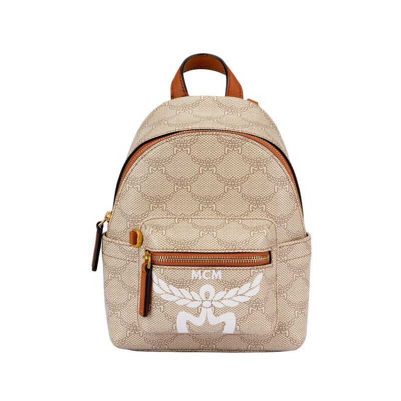 MCM STARK LAURETOS Canvas Outdoor Sports Backpack Beige MMKESVE03I9001