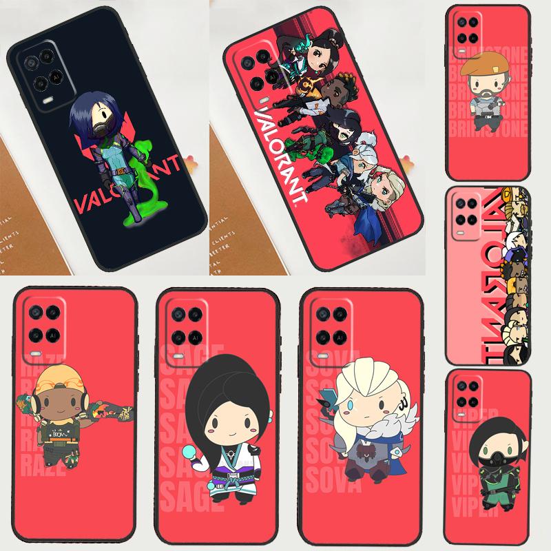 Cute Cartoon Chibi Valorant Phone Case For Oppo A78 A96 A58 A18 A38 A98 A17 A77 A80 A40 A60 A16 A76 A74 A94 A54 A15 A57S