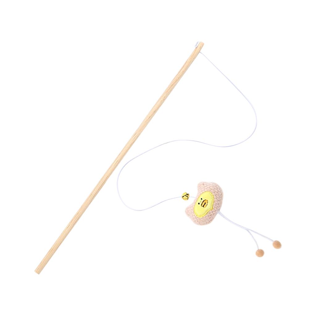 Pet Wand Toy, Natural Wooden Handle Teaser Wand Cute Interactive Pet Wand Fun Pet Toy, Pet Stick For Indoor Cats