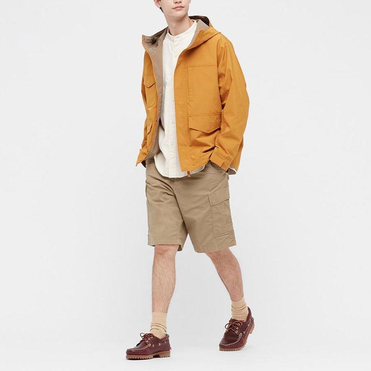 Uniqlo SS22 Однотонные прямые повседневные шорты Мужские шорты Хаки 444620-33