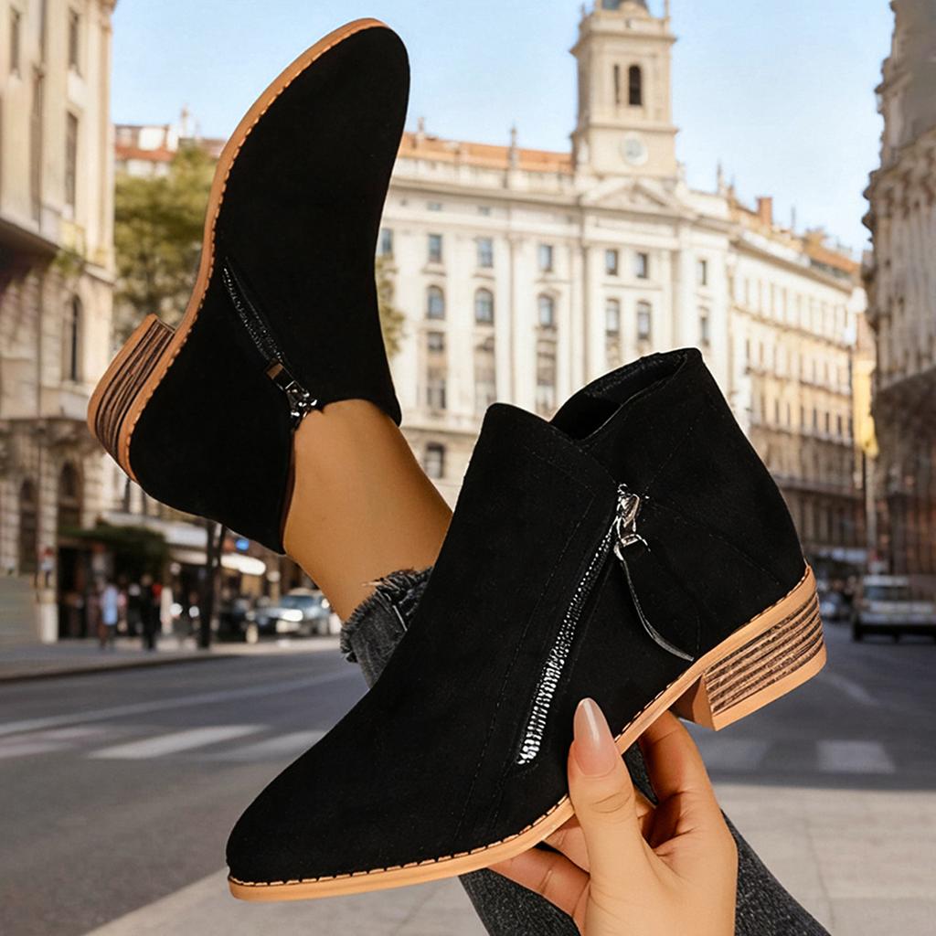 Независимая станция wish женская обувь для внешней торговли новая толстый каблук большой размер женские ботинки замшевые ботинки мартин низкий каблук боковая молния короткие ботинки женские