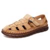 Genuine Leather Outdoor Men Sandals Hand Made Breathable Summer Casual Shoes For Men Slip On Flats Men Loafers Plus Size 38-47