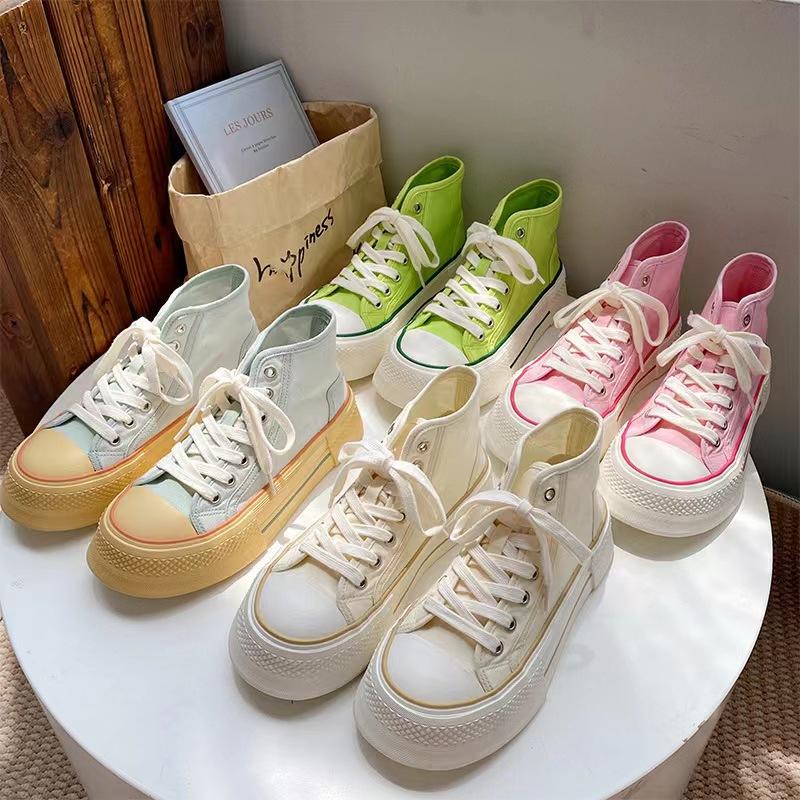 Высокие кеды женские модные парусиновые спортивные туфли на шнуровке женские кеды летняя женская обувь 2024 школьная обувь для студентов