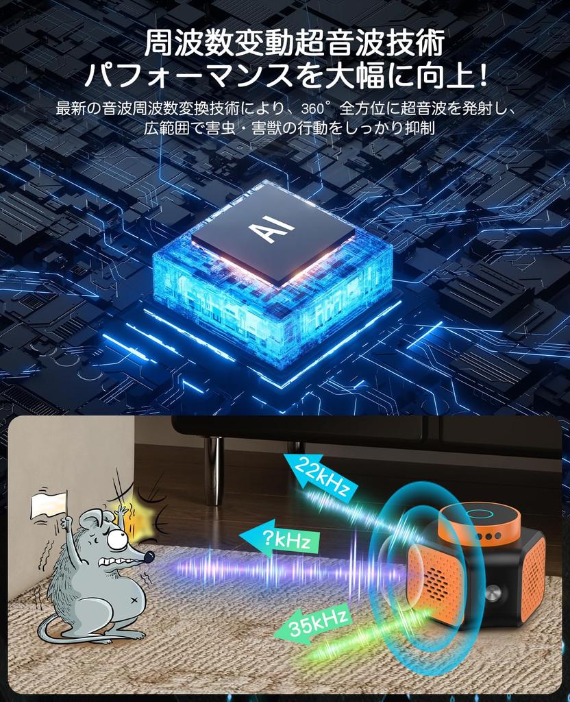 Ultrasonic Mouse Repellent for Pest Cockroach Animal Effective Range No Blind Powerful Strobe Harmless and Indoor Use In Living Japanese Instruction