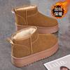 Зимние бархатные сноубутсы женская обувь корейская версия универсальные однопедальные утолщенные теплые короткие ботинки на толстой подошве повседневные хлопковые ботинки два хлопка