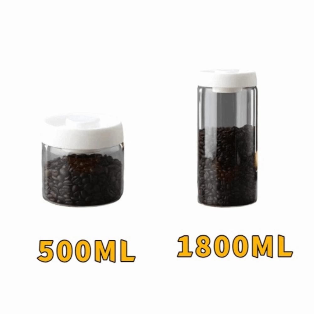 Press Type Coffee Bean Storage Jar Manual Glass Coffee Jar Vacuum Sealed Jar  Home Use
