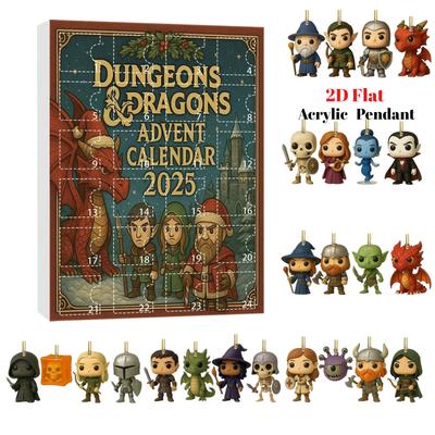 Календарь Адвента Dungeons and Dragons 2025, Календарь обратного отсчета на 24 дня с персонажами D&D, Подвесное украшение на елку