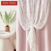 Комплект из серии Nuan 70-80% однотонных розовых затемняющих штор и белых кружевных занавесок из марли для гостиной, спальни, домашнего декора