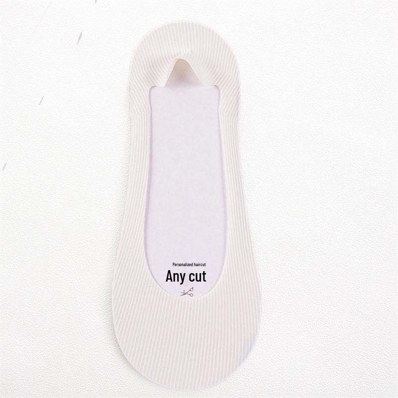 Женские нескользящие невидимые носки-лодочки из ледяного шелка - Низкая посадка, Нескользящая пятка, Тонкие, Однотонные, Регулируемая длина