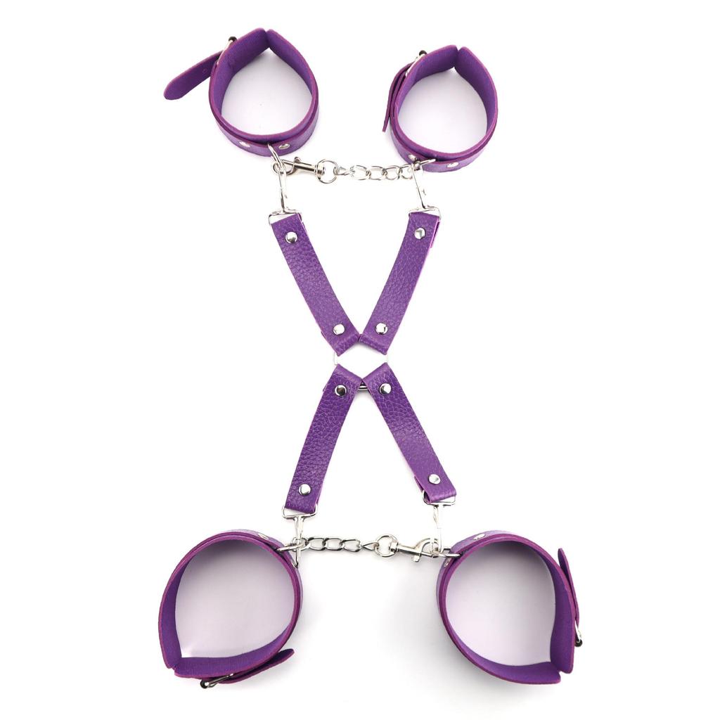 Кожаные щенячьи наручники и ножные путы SM Взрослый набор