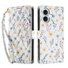 For iPhone 17 Wallet Case Rhombic Floral Design Leather Flip Phone Cover with Strap
