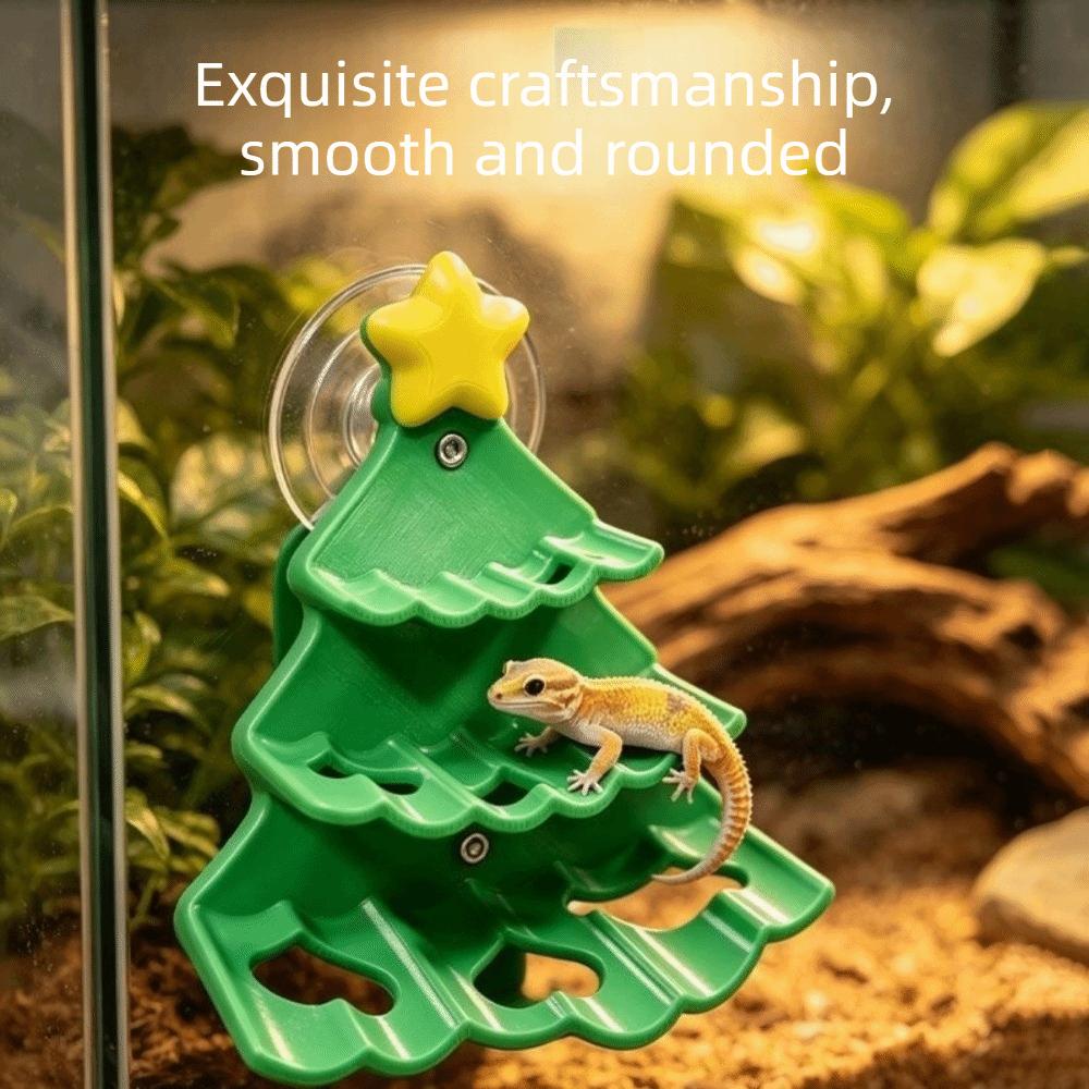 Christmas Theme Lizard Basking Shelf Simulation Leaves Snake Climbing Rest Stand Gecko Habitat