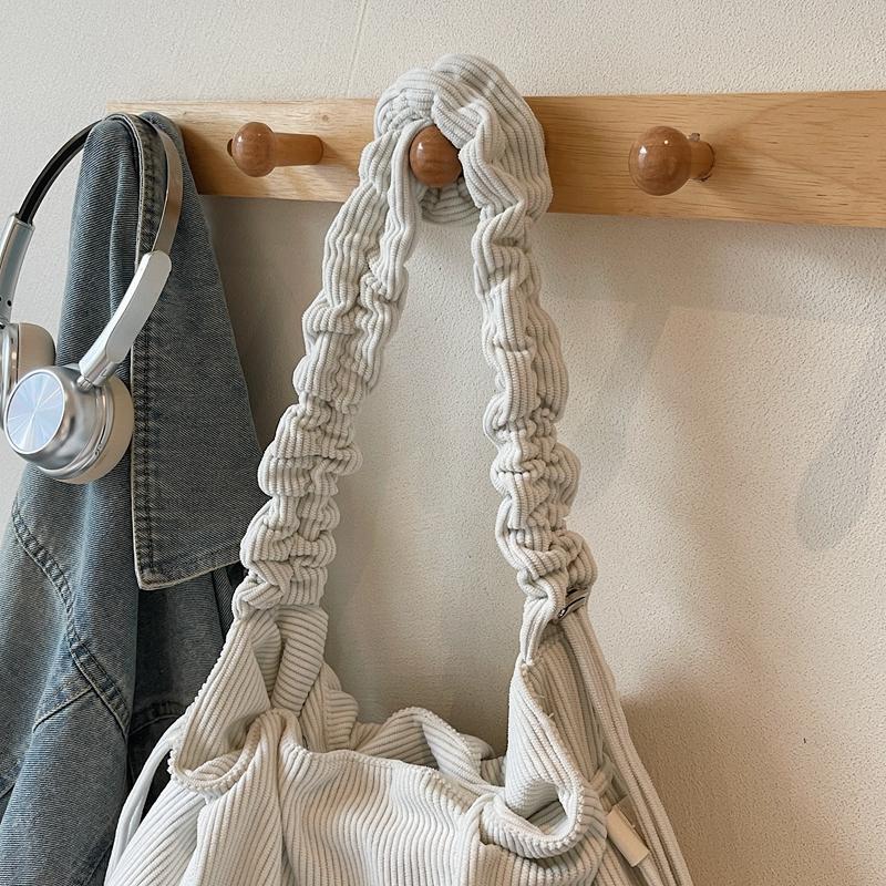 Женская сумка-мешок на кулиске, вельветовая сумка через плечо