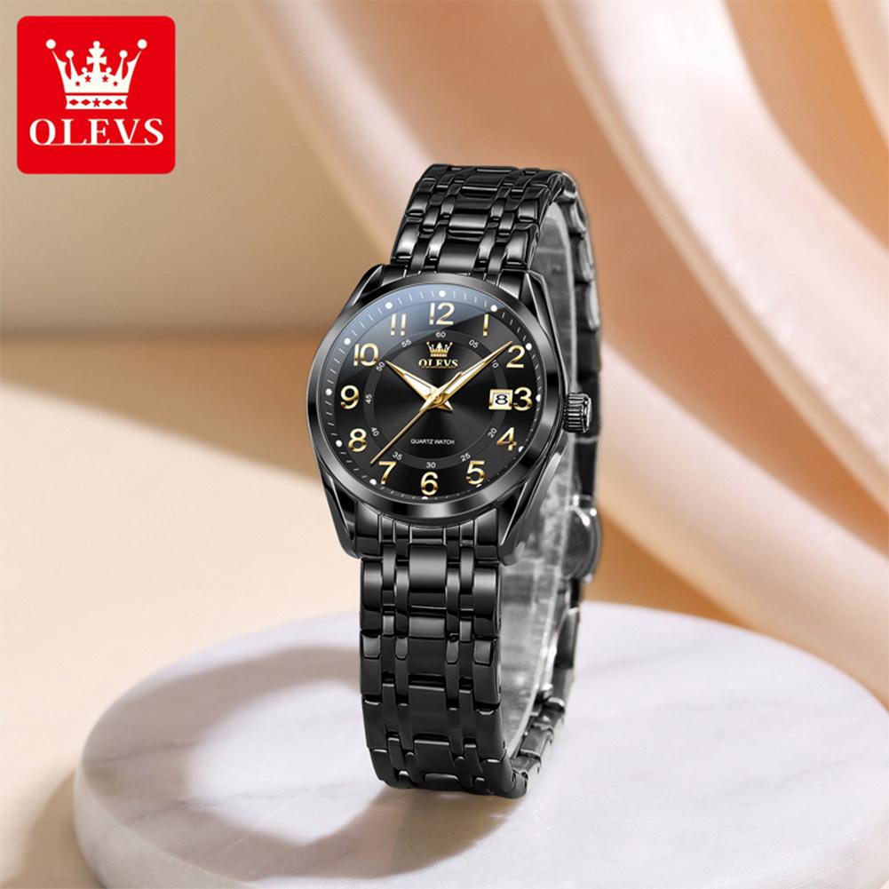 OLEVS Женские часы Водонепроницаемые из нержавеющей стали Женские часы Роскошный светящийся циферблат Календарь Оригинальные кварцевые часы