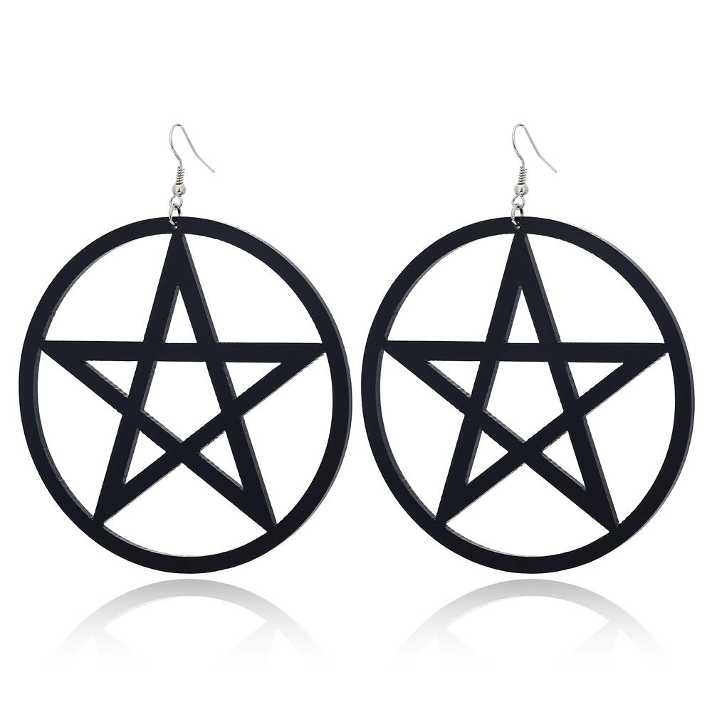 Европейские и американские акриловые преувеличенные серьги-пентаграммы с вырезами в стиле хип-хоп с круглыми серьгами-пентаграммами