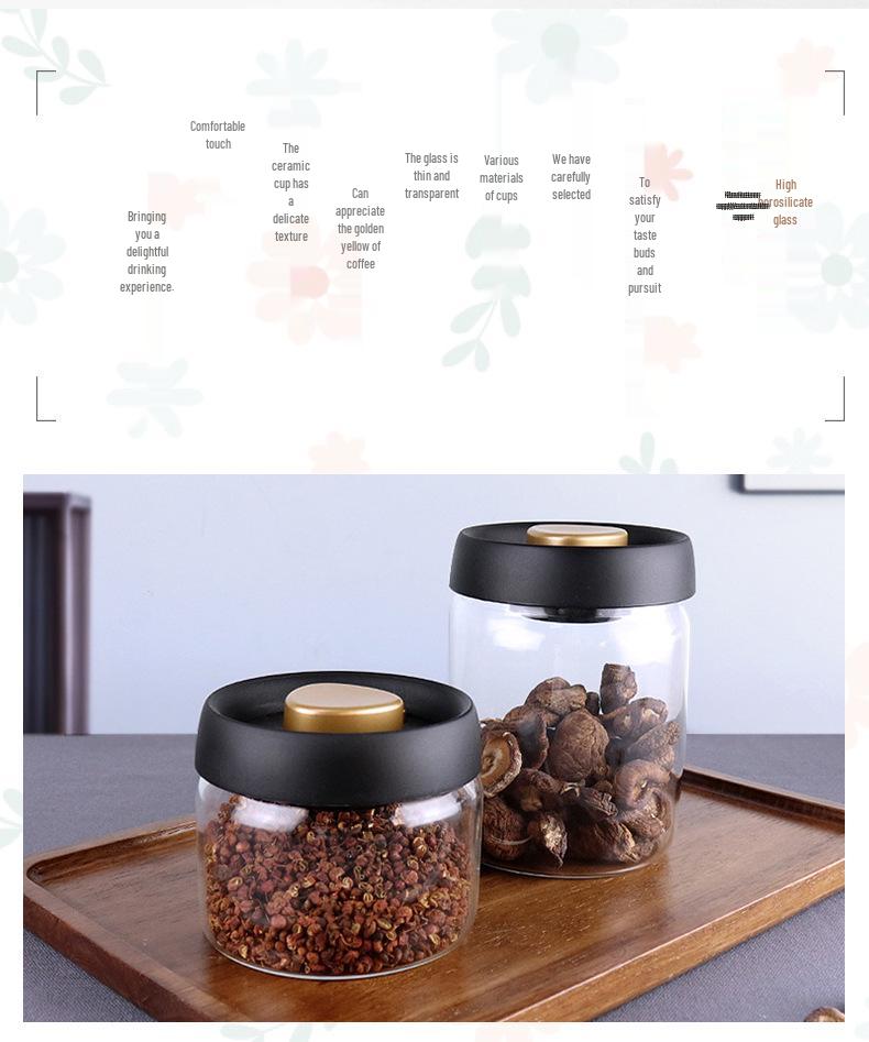Стеклянная банка для хранения кофейных зерен и чая с вакуумной крышкой