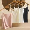 Women's Faux Silk Camisole Top Ice Silk Satin Tank Top Spaghetti Strap Sleeveless Cami Top Crew Neck Silky Summer Basic Blouse