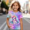 Girls' 3D Unicorn Tee Shirts Short Sleeve 3D Print Summer Active Fashion Cute Polyester Kids 3-12 Years Crew Neck Outdoor