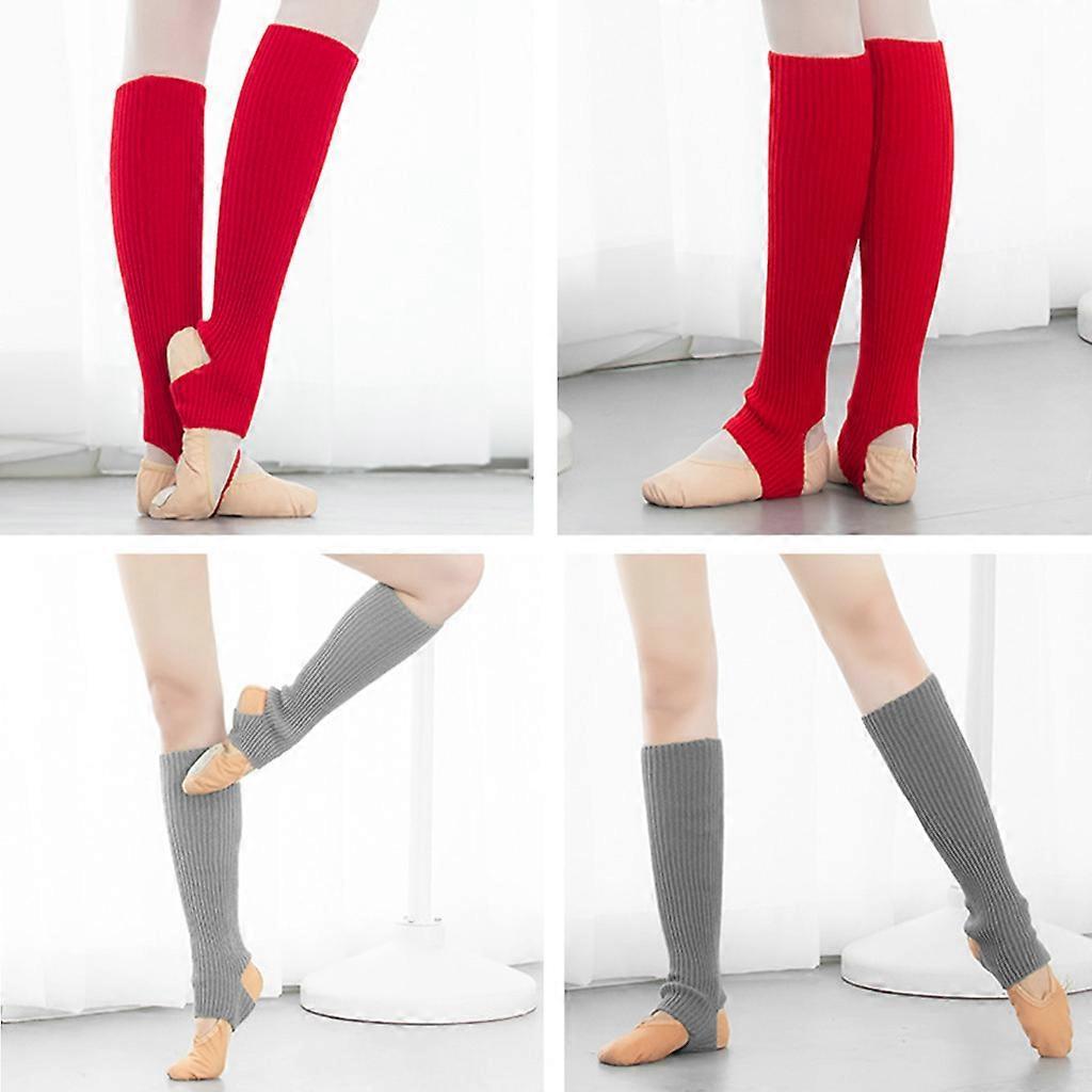 1 Pair Women Girls Ballet Dance Stirrup Leg Warmers Ribbed Knitted Solid Color Toeless Latin Knee High Socks Yoga Sports Warm Cover Sleeves Sky Blue