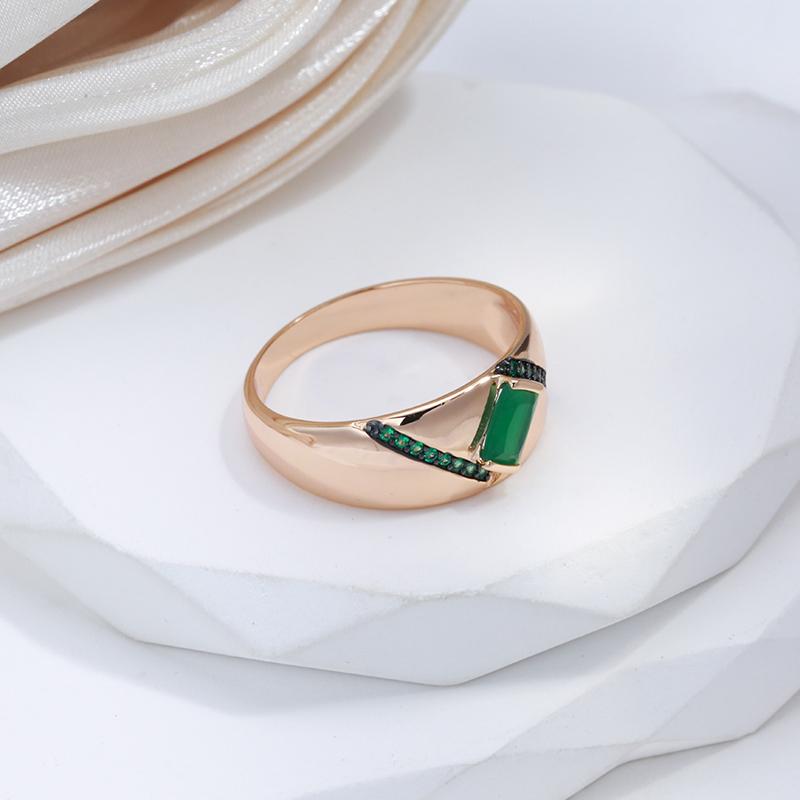 Винтажные кольца Kinel Drak с зеленым цирконом для женщин, розовое золото, черные ювелирные украшения