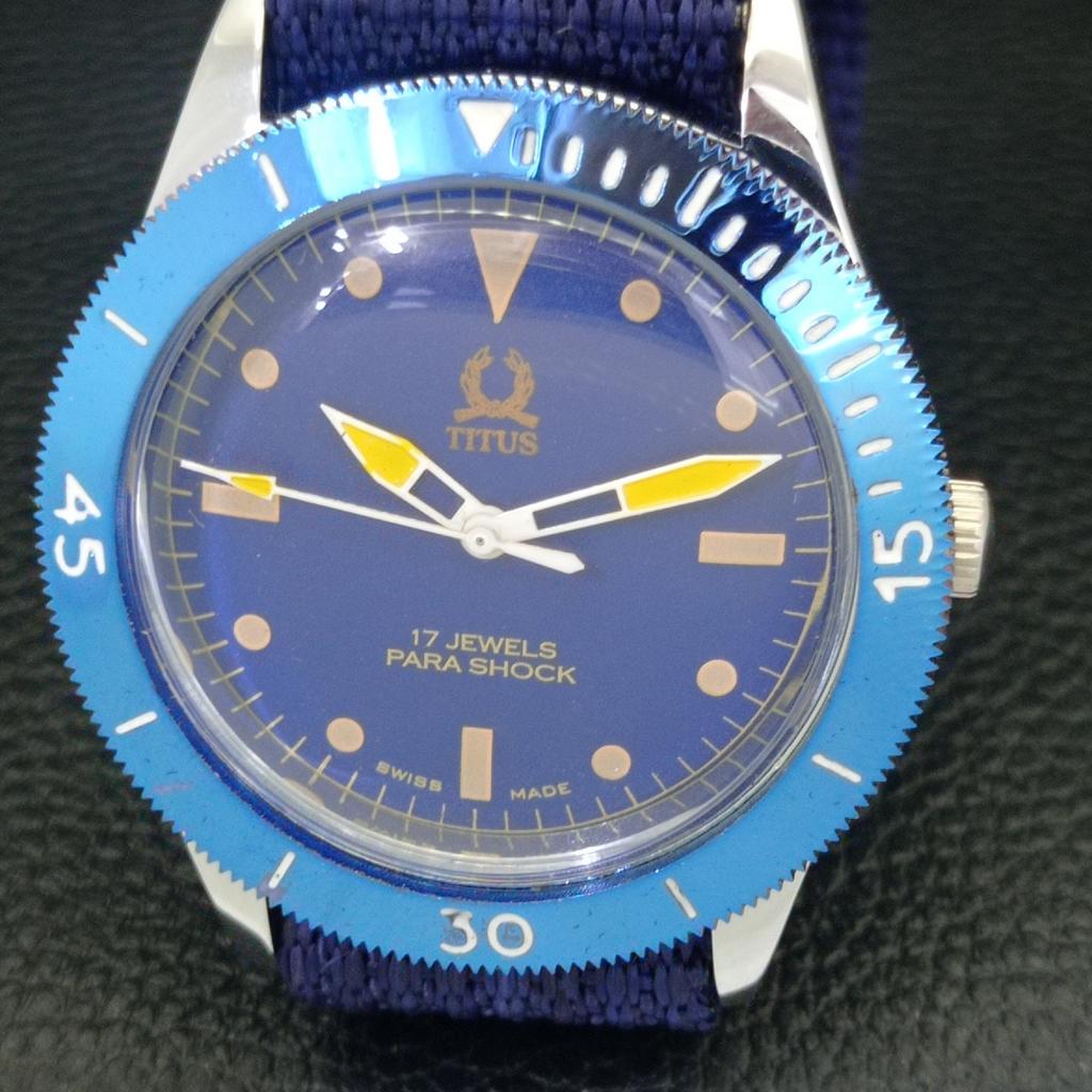 ВОССТАНОВЛЕННЫЕ МУЖСКИЕ ЧАСЫ TITUS SWISS 40 ММ С ПОВОРОТНЫМ БЕЗЕЛЕМ И СИНИМ ЦИФЕРБЛАТОМ a432724-2 R113-a432724