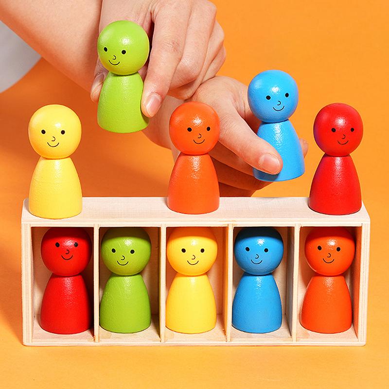 Семейные игры для детей, Деревянная игра на подбор цвета кукол с 10 яркими куклами, Семейные настольные игры, Вечеринка, Подарок на день рождения, Игра для вечеринки