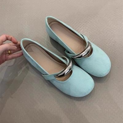 Модные туфли Мэри Джейн с круглым носком, внутренней платформой, мягкой подошвой, нескользящие, женские, весна-лето, с металлической пряжкой, балетки