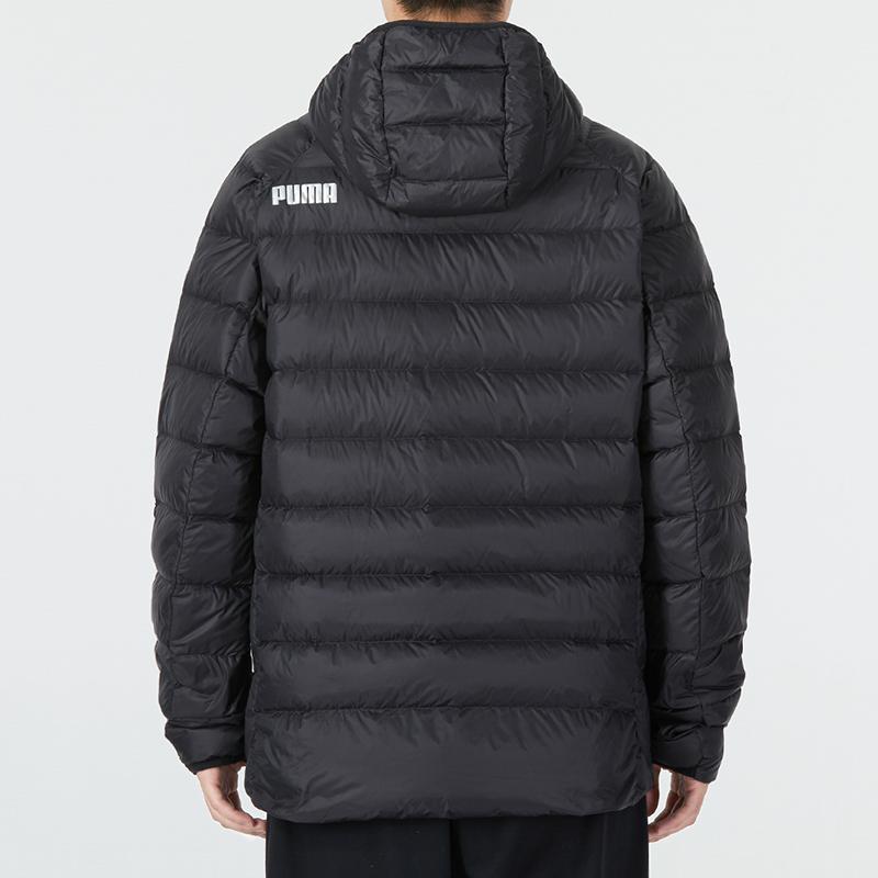 Puma Solid Color Logo Sport Casual Hooded Lightweight Down Jacket Men Outerwear Black 672911-01