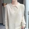 Women's 100% Pure Wool Thick Cable Knit Sweater - Autumn/Winter Loose Fit Fashion Base Layer