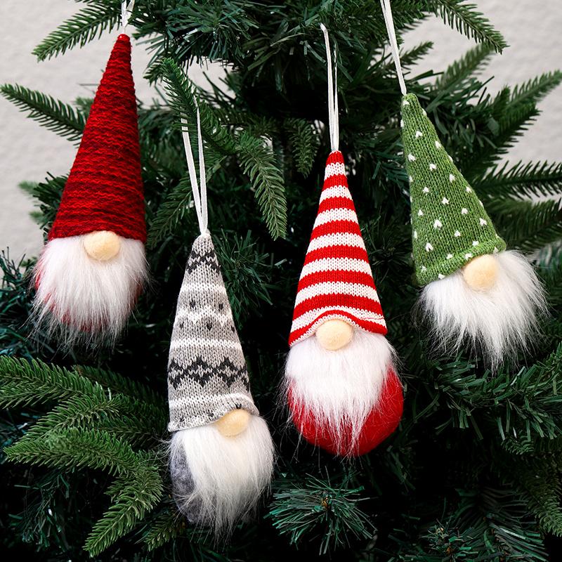 Рождественские украшения Вязаная подвеска Рождественская подвеска Безликая кукла гном старик подвеска Рождественская елка подвеска