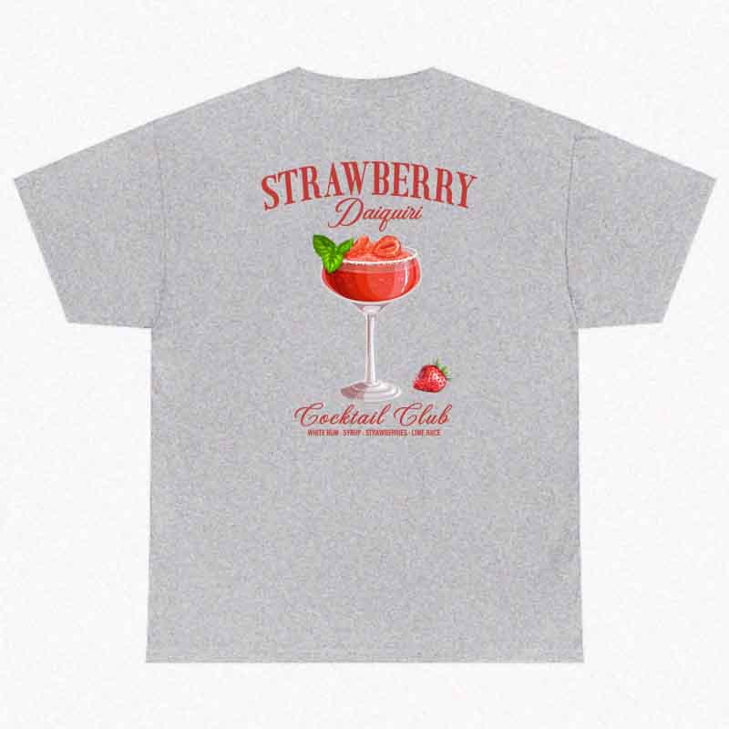Unisex Oversized Strawberry Daiquiri T Shirt Vintage Aesthetic Cocktail Tshirt Cute Alcohol Drinking Shirt Summer Streetwear Tops