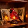 Stained Glass Lamp Handmade Cardinal Bird Lamp Cardinalis Night Light Resin Handmade Red Bird Lamp For Christmas Bedside Table