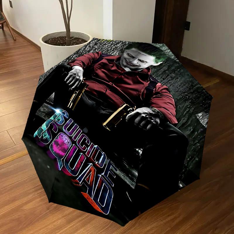 1PC Joker Suicide Squad Umbrella-8-Rib Reinforced, Automatic Open, Lightweight & Durable, Cute Fashion Accessory for Outdoor, D2636