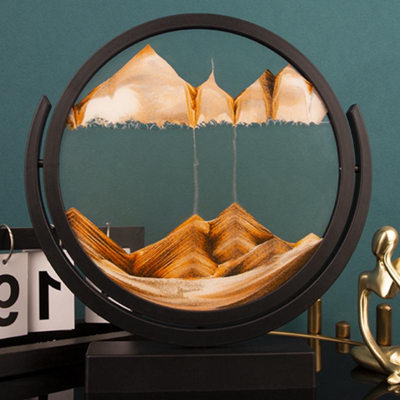 Flowing Sand Painting Art Hourglass Rotatable 3D Round Glass Deep Sea Quicksand Sandglass Modern Home Decoration Sand Clock Gift