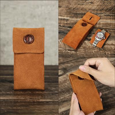 Винтажная сумка для часов из коровьей кожи, цельная, ручная работа, с кнопкой для циферблата, открывающаяся и закрывающаяся, креативная сумка для хранения часов