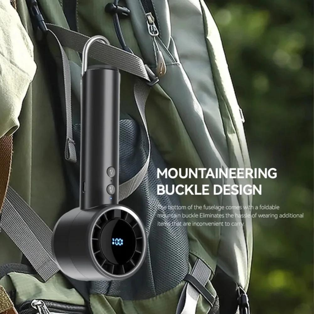 Перезаряжаемый от USB высокоскоростной вентилятор Ручной мини-турбовентилятор с крючком и светодиодным цифровым дисплеем 5 скоростей регулируемый ветер Портативный вентилятор