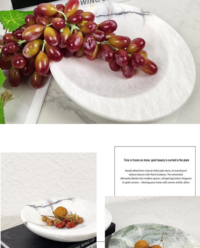 Modern Marble Tray: Elegant Fruit Plate for Living Room, Bedroom, and Coffee Table Decor