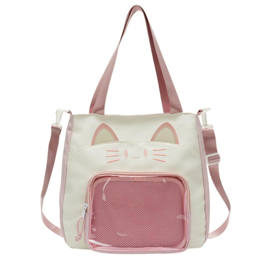 Nylon Transparent Pocket Zipper Bag Fashion Backpacks Pouch Bag Kawaii Cat Itabag  Children