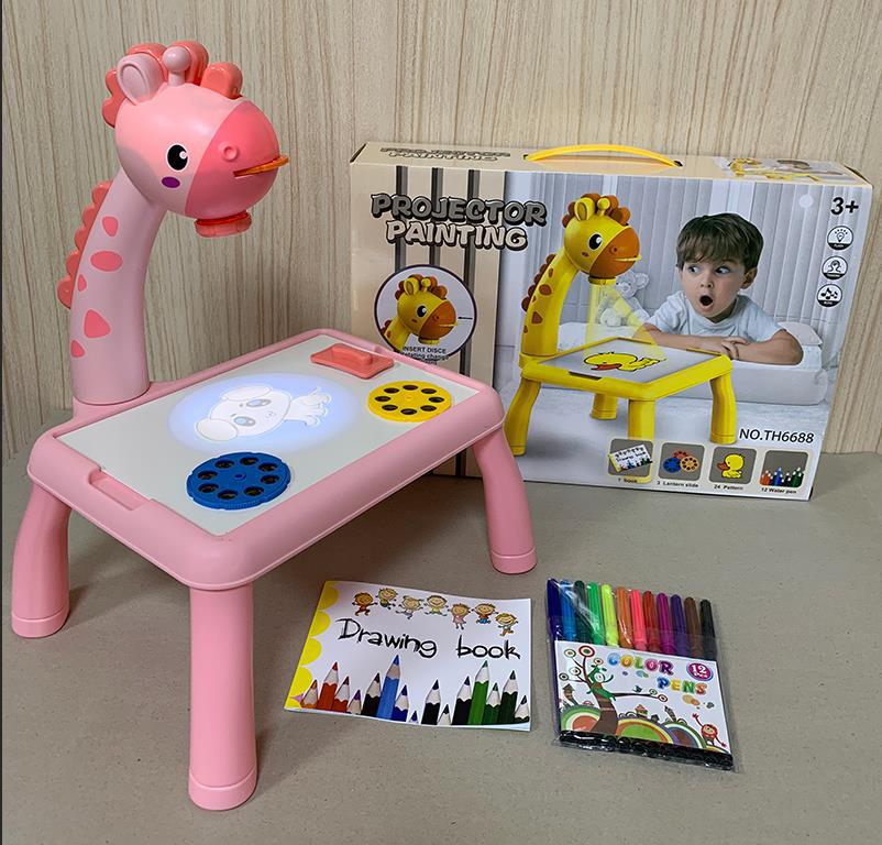 Проекционный чертежный стол Zhile Little Deer: Многофункциональная мультяшная доска для граффити со звуком и светом для детей