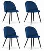 Bello Chair - Navy Blue Velvet / Black Legs X 4