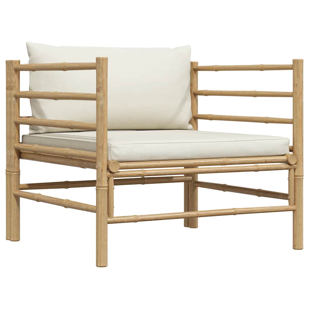 vidaXL Gartensofa mit Kissen Cremeweiß Bambus