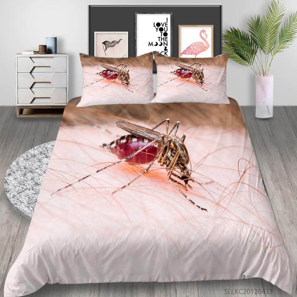 Women Home Bed Set Creative Mosquito Painting Duvet Cover Set Highend Bedding Cover Suit Pillowcase Stylish Bedding Cover