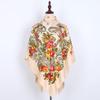Russian Women Big Size Square Scarf Luxury Floral Print Bandana Wraps Female Retro Short Tassel National Shawl