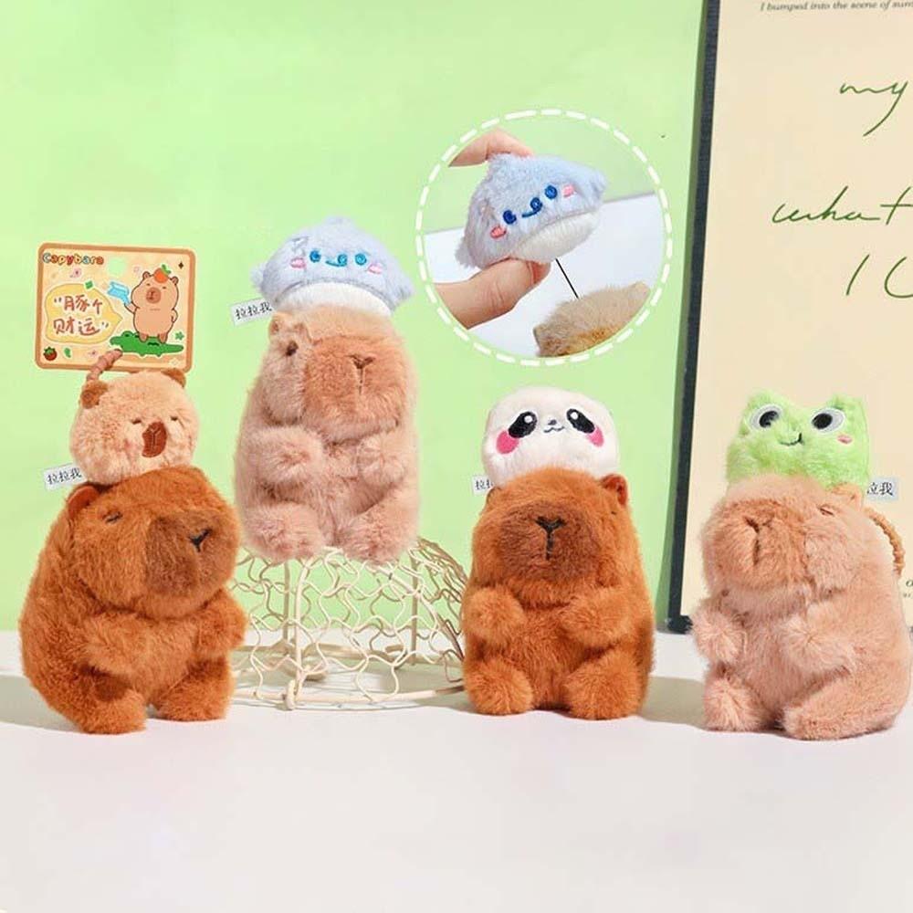 Брелок-шнурок для вытягивания, Куклы капибары, Мягкий мультяшный брелок капибары, Плюшевый кулон в виде животного, Подарки