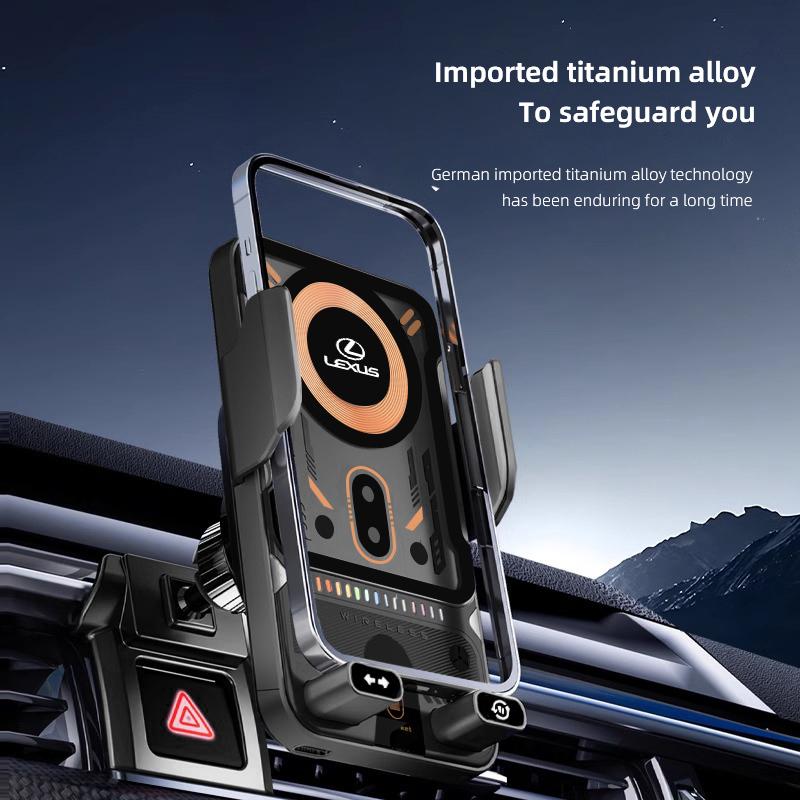 Punk Mechanical Style Phone Holder Car Electric Wireless Charging Board For Lexus F SPORT ES RX NX LS UX LM LX GX LC RZ IS CT GSKR8