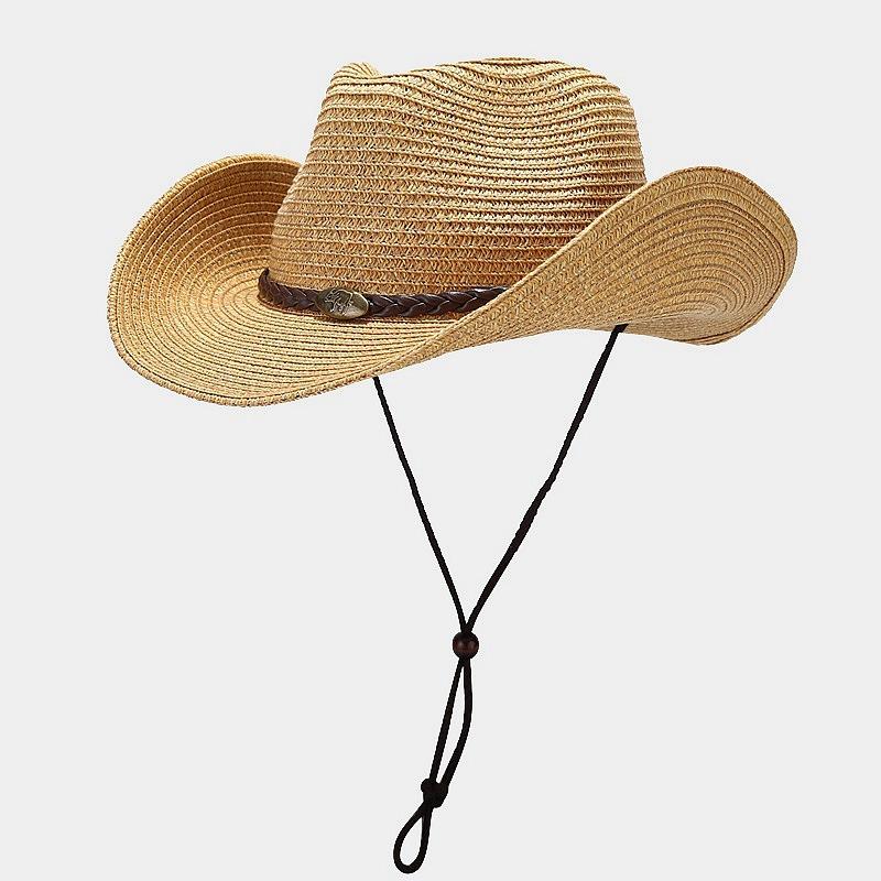 Outdoor Hat with Plastic Large Brim Sun Hat, Western Cowboy Style Straw Hat, Light and Easy To Carry, Suitable for Giving To Friends and Family