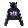 K-pop Худи Охотники на демонов Мода Кошачьи ушки Женский свитшот С длинным рукавом Пуловер С капюшоном Мультяшные кроп-топы для девочек Женская одежда