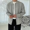 Мужской вязаный кардиган в американском стиле с лацканами - Однотонный, Повседневный и Свободный для Весны/Осени