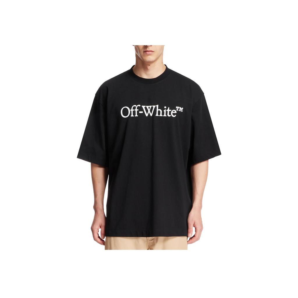 Off-White Big Bookish Skate Tee Black/White Men Tops OMAA120C99JER0081001